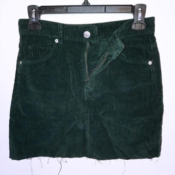 TopShop Corduroy Skirt - Emerald Green Size 2 - Picture 4 of 6